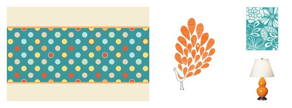 BG Kids® Roller Shade: Polka Dot Room Shot_Orange Dream