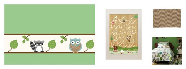 BG Kids® Roller Shade: Forest Friends Room Shot_Leafy Green