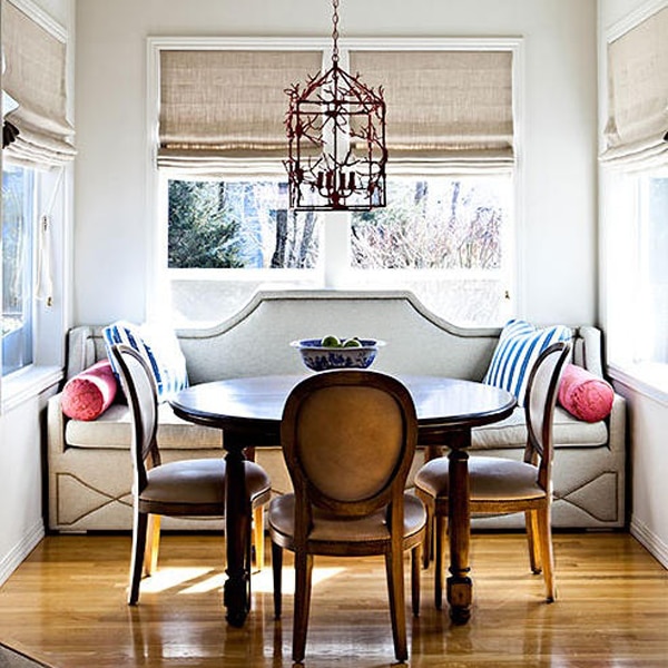 Dining Room Roman Shades : Serious Dilemma The Windows Dining Table With Bench Corner Bench Dining Table Home Decor : By alice lane home collection.