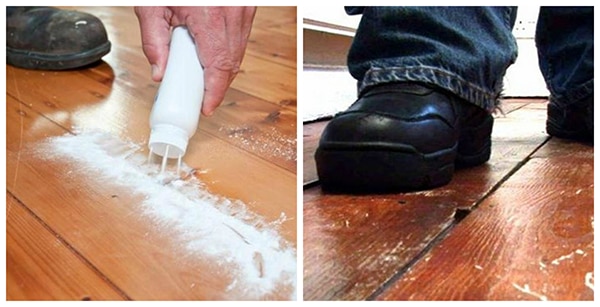 quiet those floorboards with a dash of baby powder