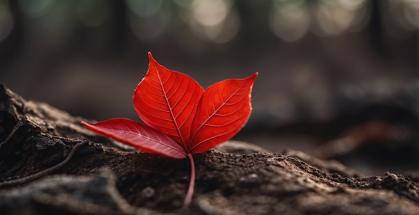 A fiery red leaf on an autumn day A fiery red leaf on an autumn day