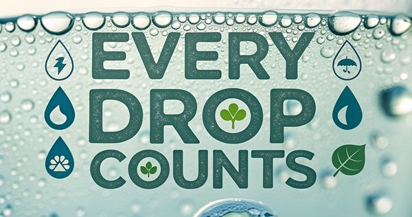 an advertisement encouraging you to save water because every drop counts
