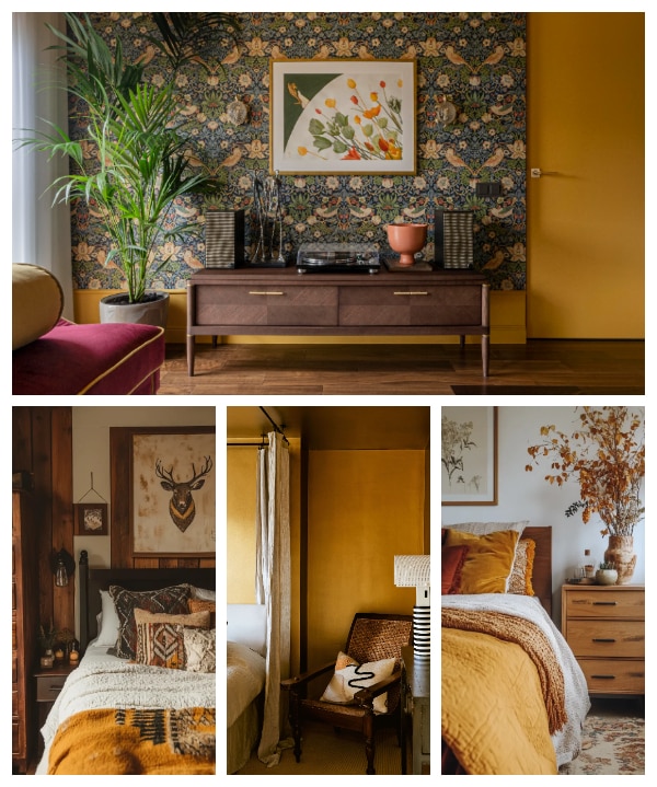 A collage of gold room décor perfectly toned for the fall months A collage of gold room décor perfectly toned for the fall months