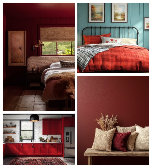 A collage of red room décor, perfectly fit for fall A collage of red room décor, perfectly fit for fall